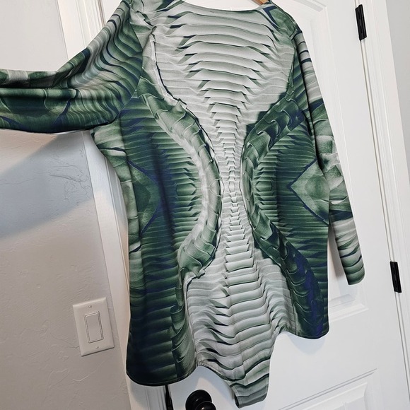 Making the Cut Bodysuit Womens 5X Green Printed Skeleton Stretch Long Sleeve - Picture 7 of 11